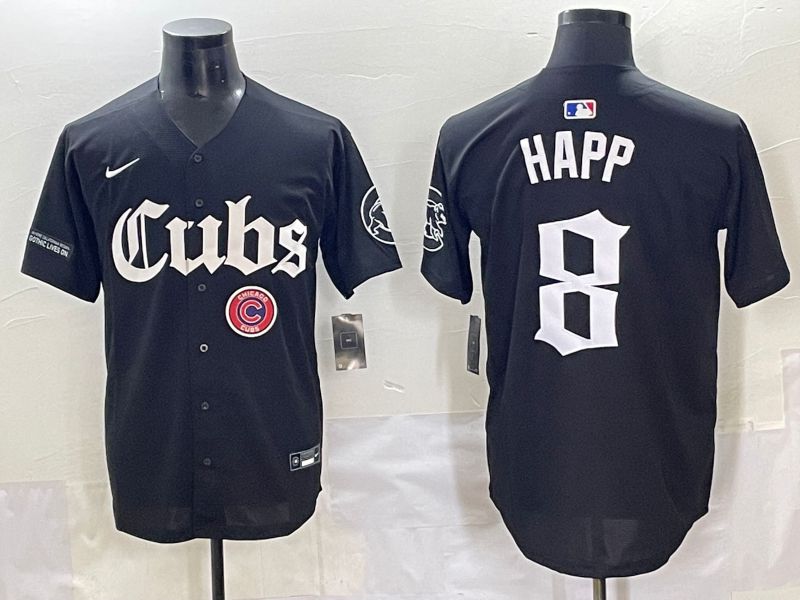 Men 2025 Chicago Cubs #8 Happ Black Five generations Joint Name Nike MLB Jersey style 16->chicago cubs->MLB Jersey